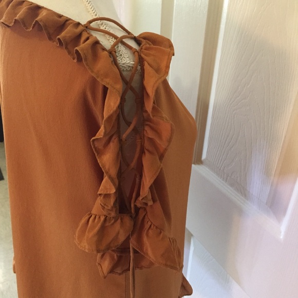 Madewell Silk Ruffle Lace-Up Sleeve Top Small - Picture 8 of 11